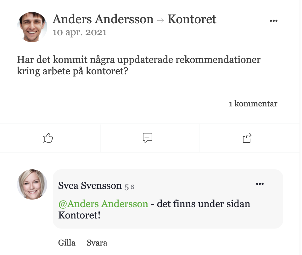 Resultat av mentions