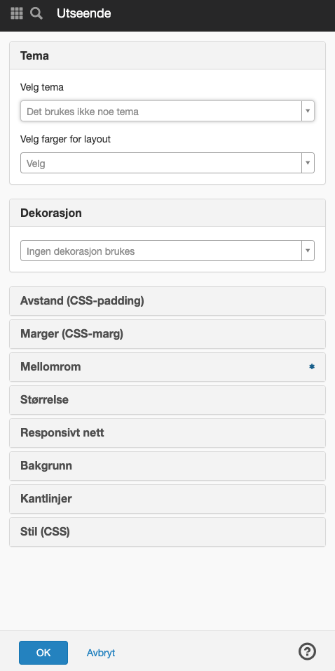 Utseende layout