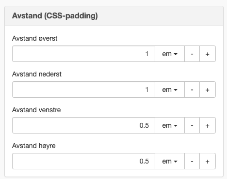 Dialogboks for avstand i layoutens egenskaper