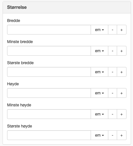 Dialogboks for bredde på en layout