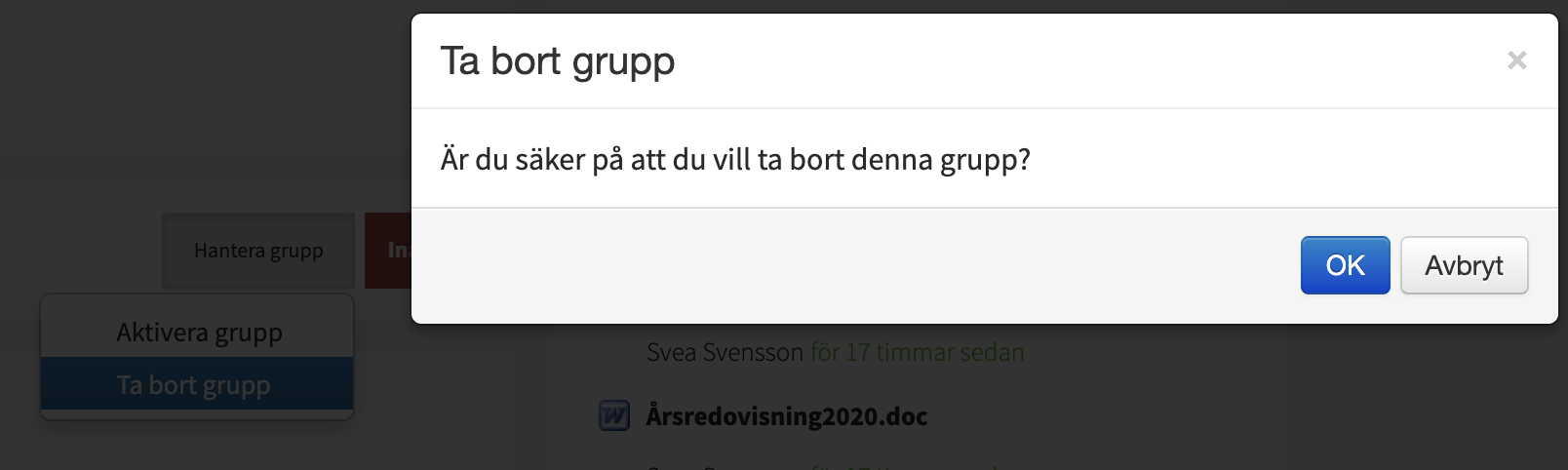 Ta bort en grupp