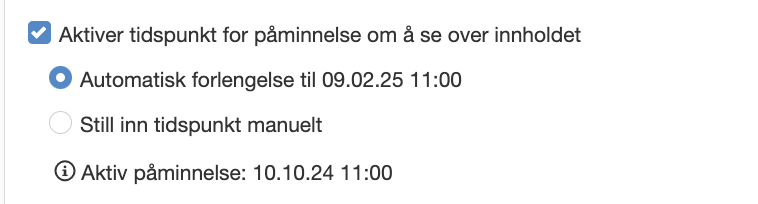 Tidspunkt for påminnelse