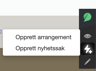 Redaktörsmeny med artikelgenvägar