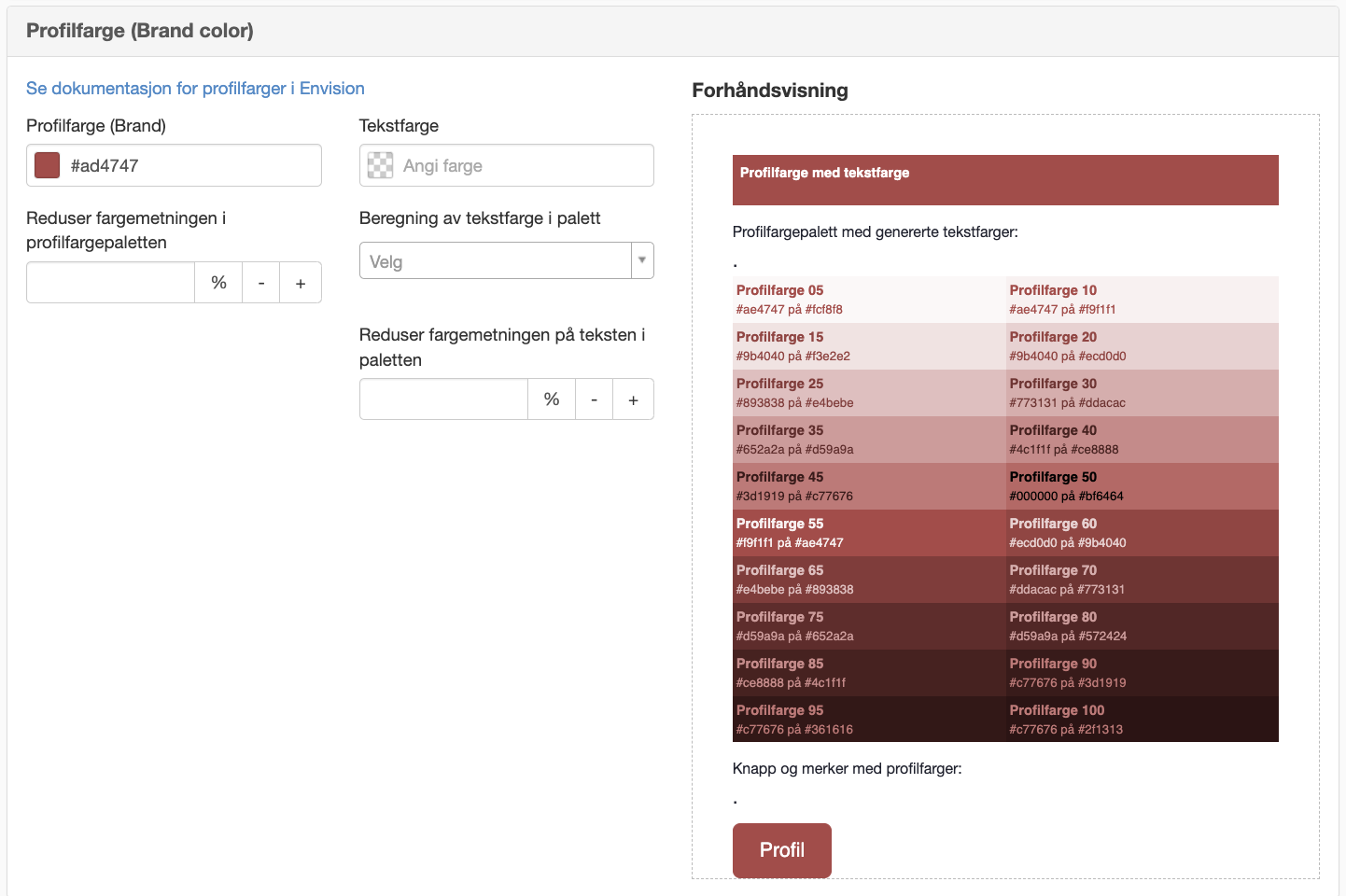 Profilefarger