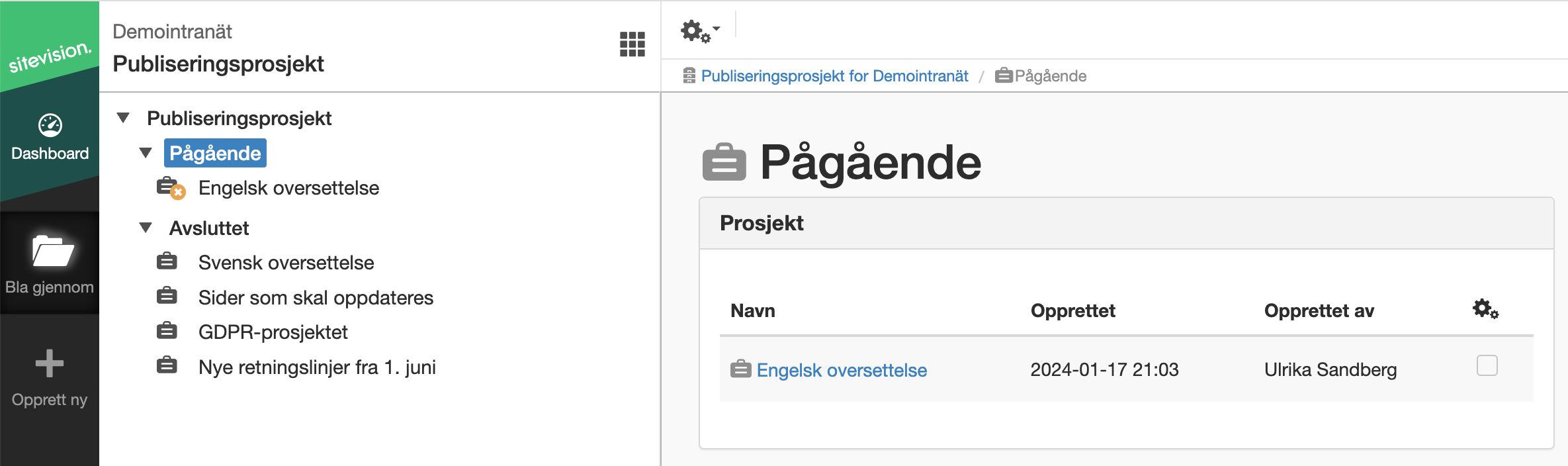 Vis publiseringsprojekt