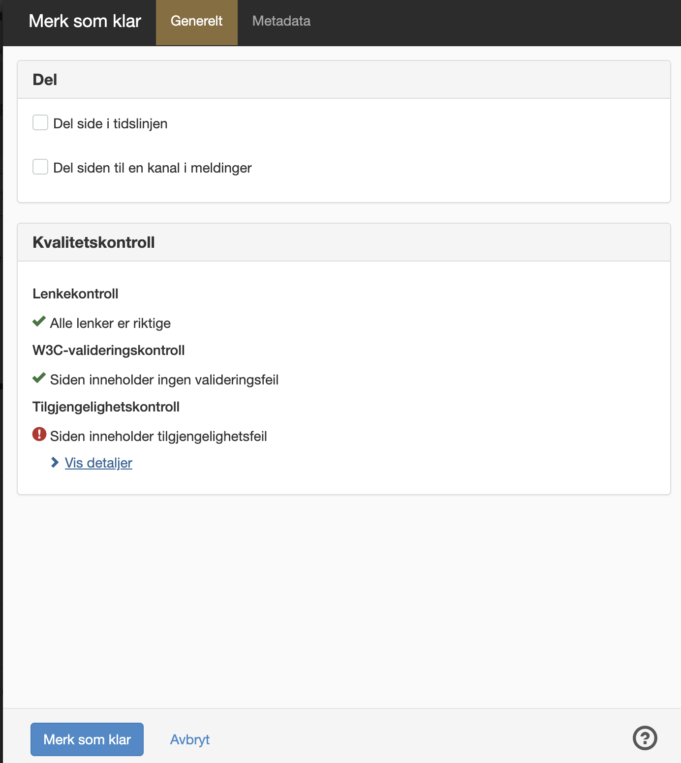 Merk siden klar