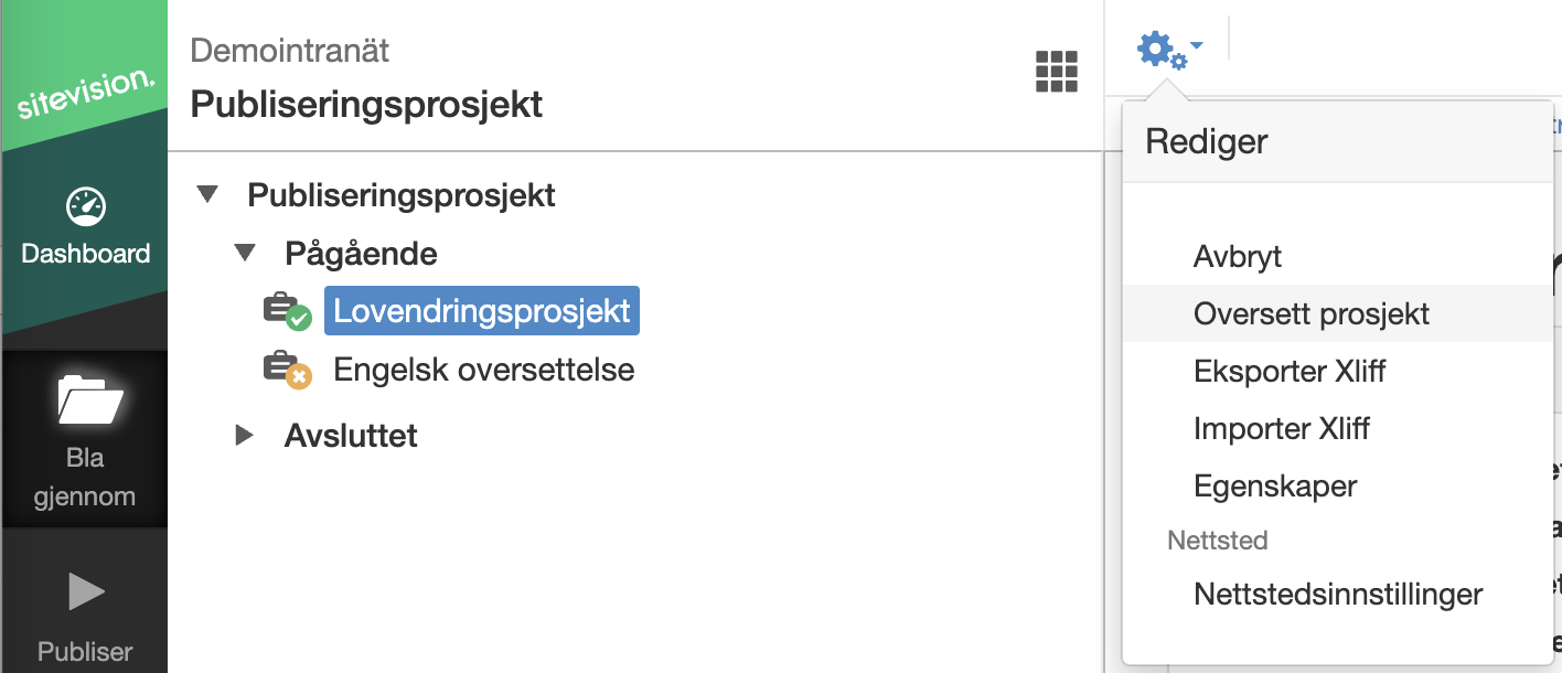 Oversett prosjekt