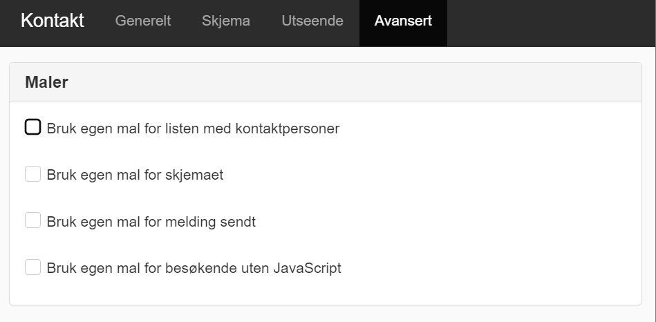 Skärmdump på fliken Avancerat