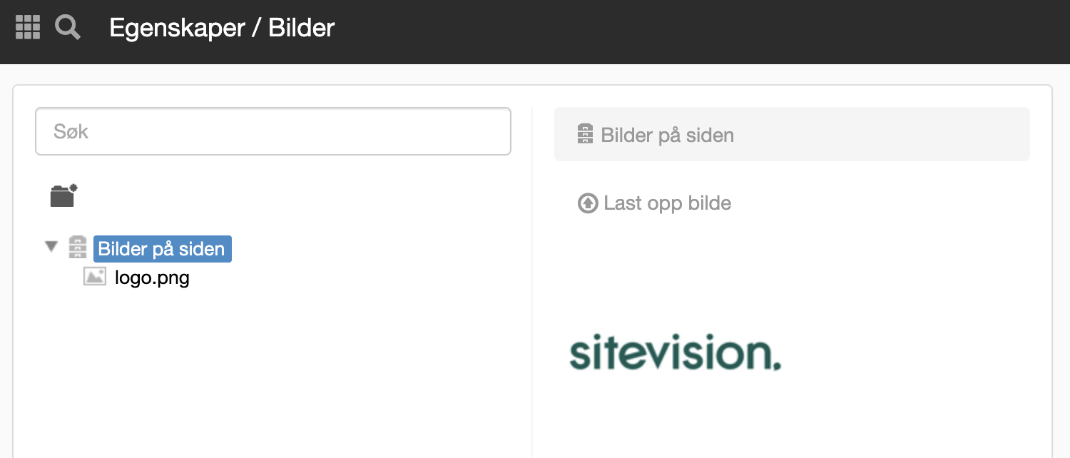 Panelet Bilder i egenskaper på en side