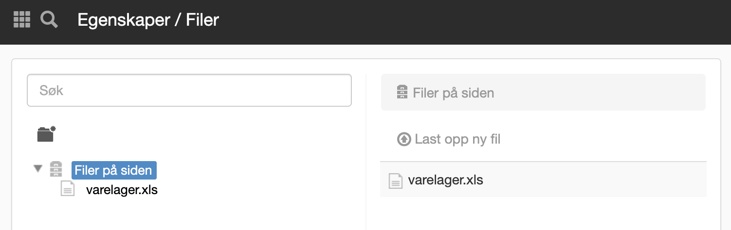 Panelet Filer i egenskaper på en side