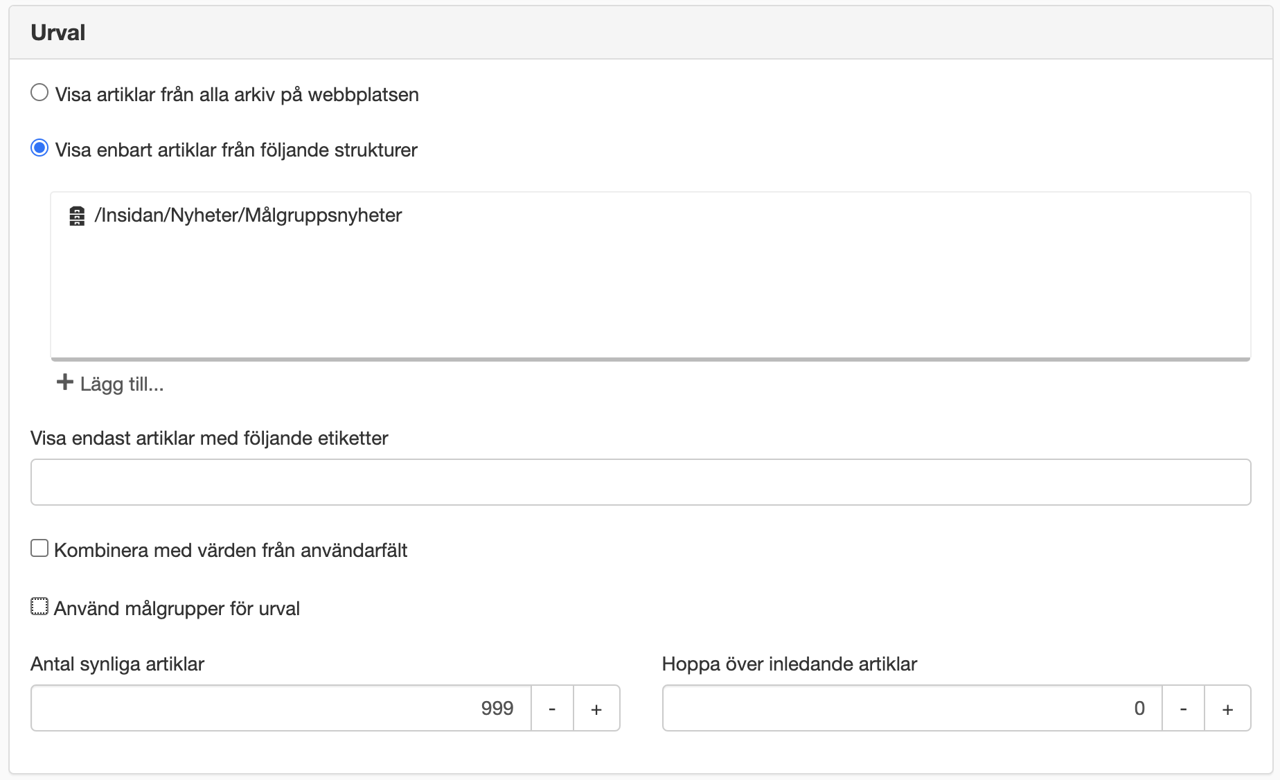 article selection