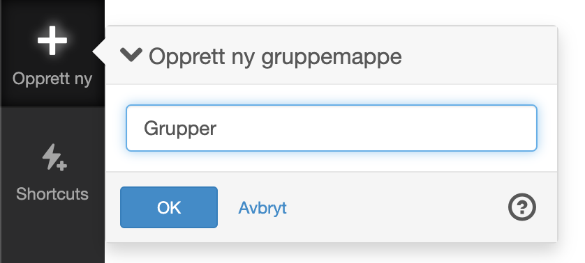 Eksempelbilde opprett ny gruppemappe