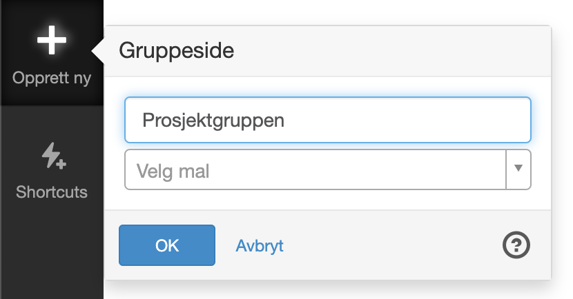 Eksempelbilde opprett gruppeside