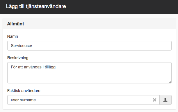 Lägg till tjänsteanvändare