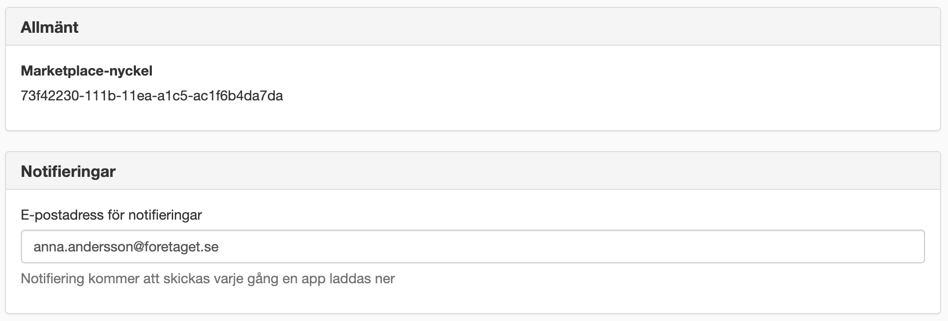 Inställningar för att få ladda ner från Marketplace.