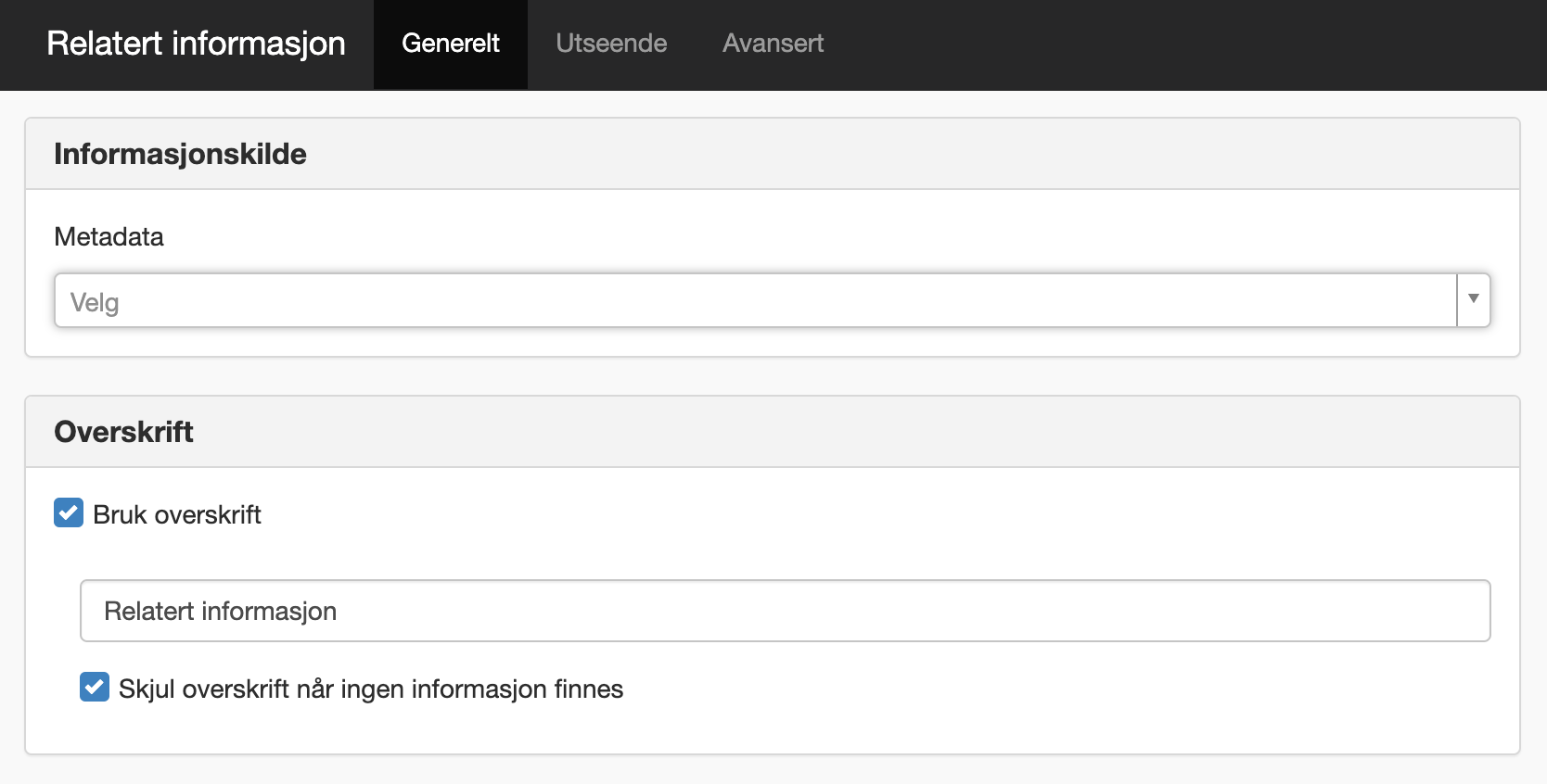 Vyn Allmänt på relaterad information