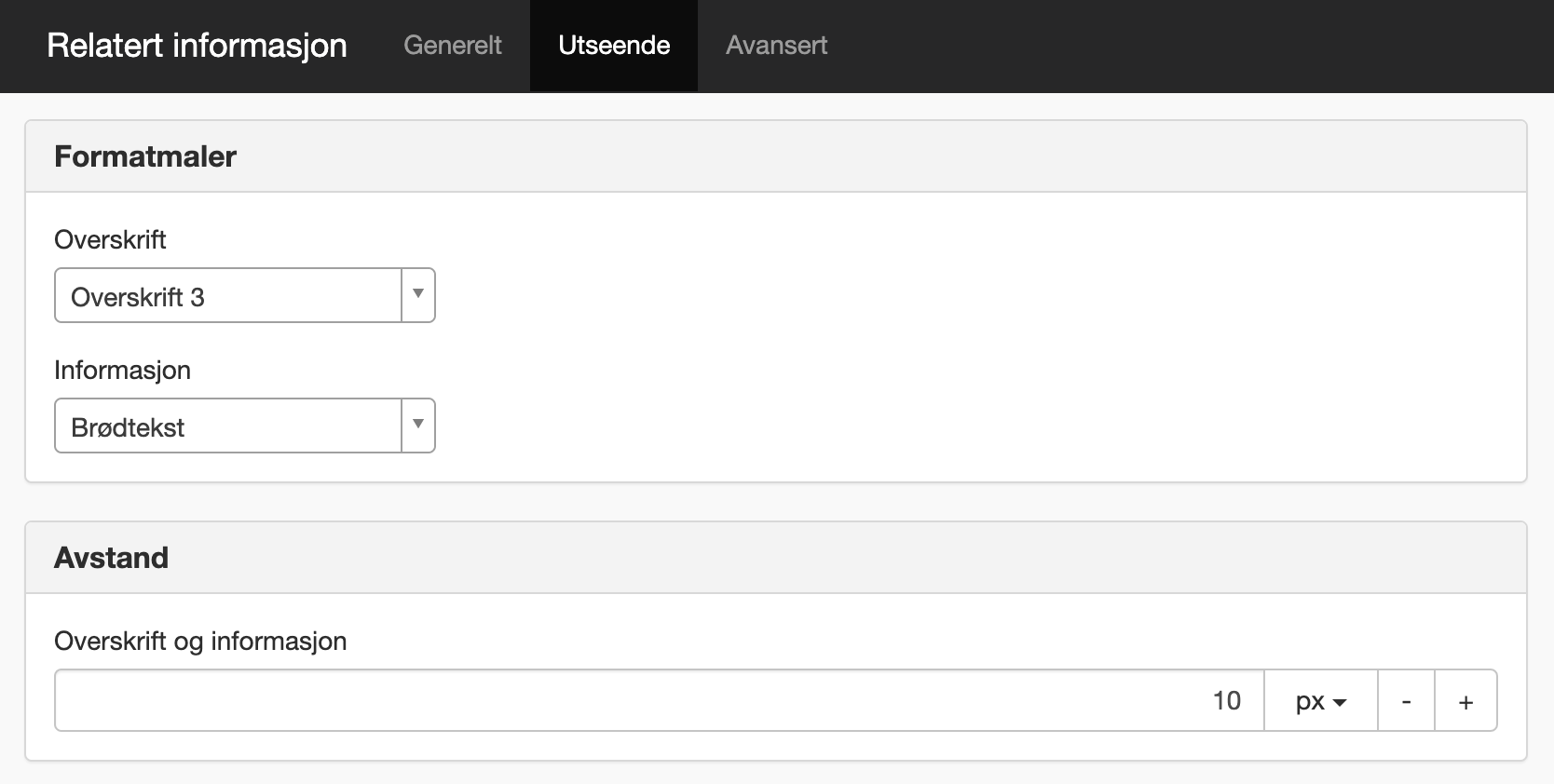 Utseende på relaterad information