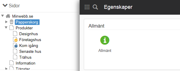 Egenskaper på papperskorg