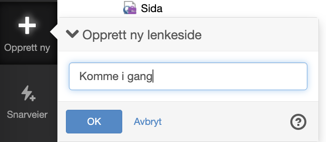 Opprett ny lenkeside