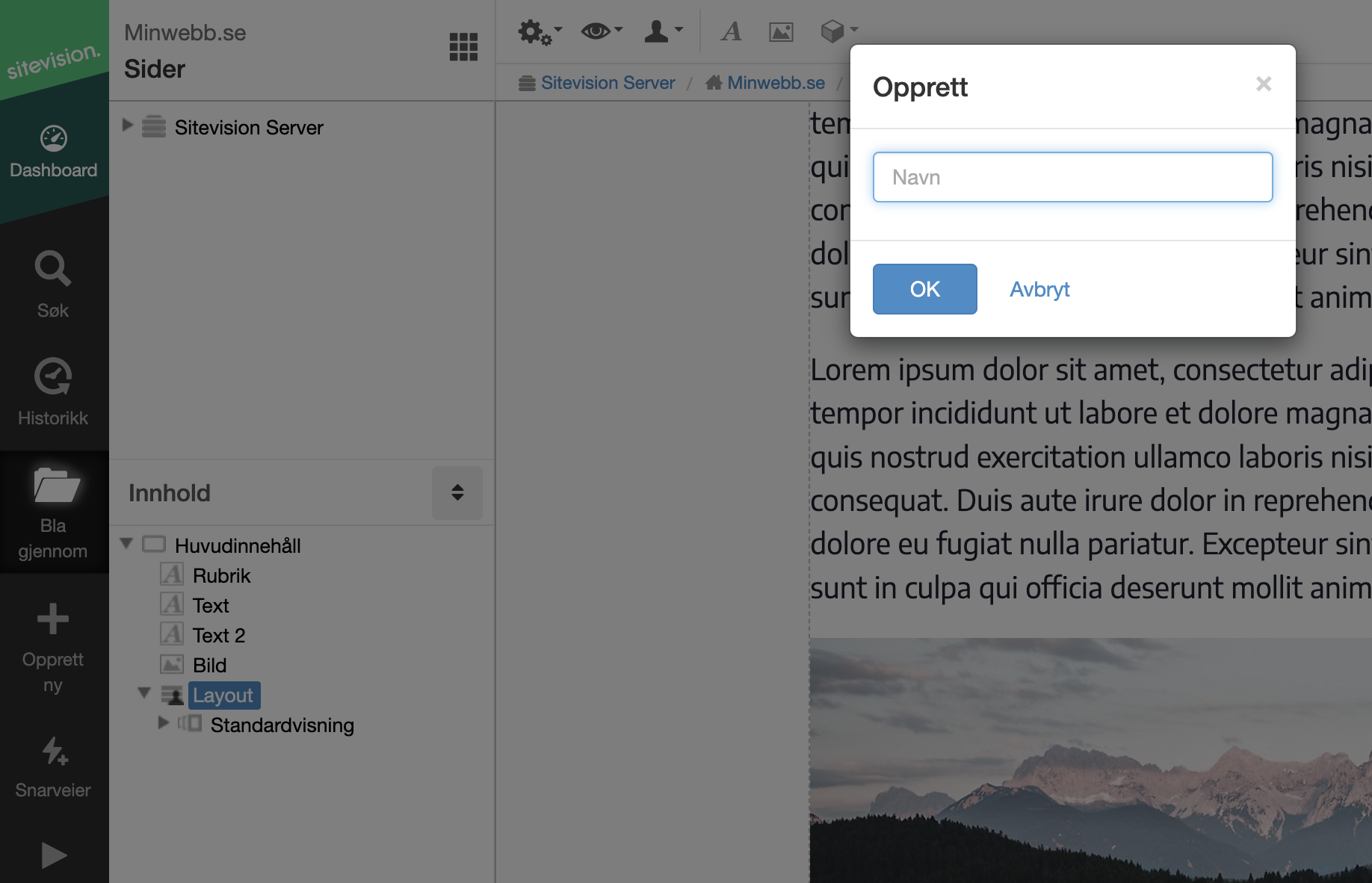Dialogboks for å navngi den nye visningen