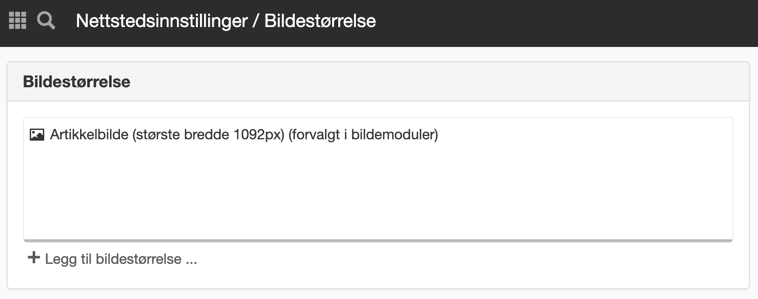 Panelet Bildestørrelse