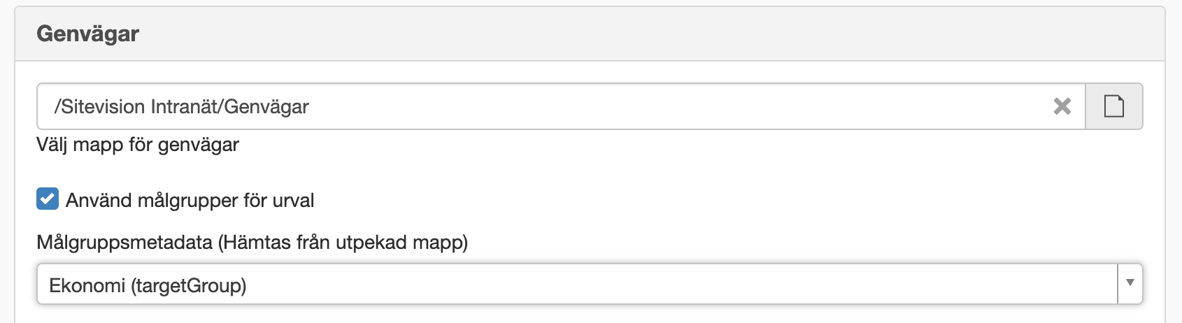 Genvägar mobilapp