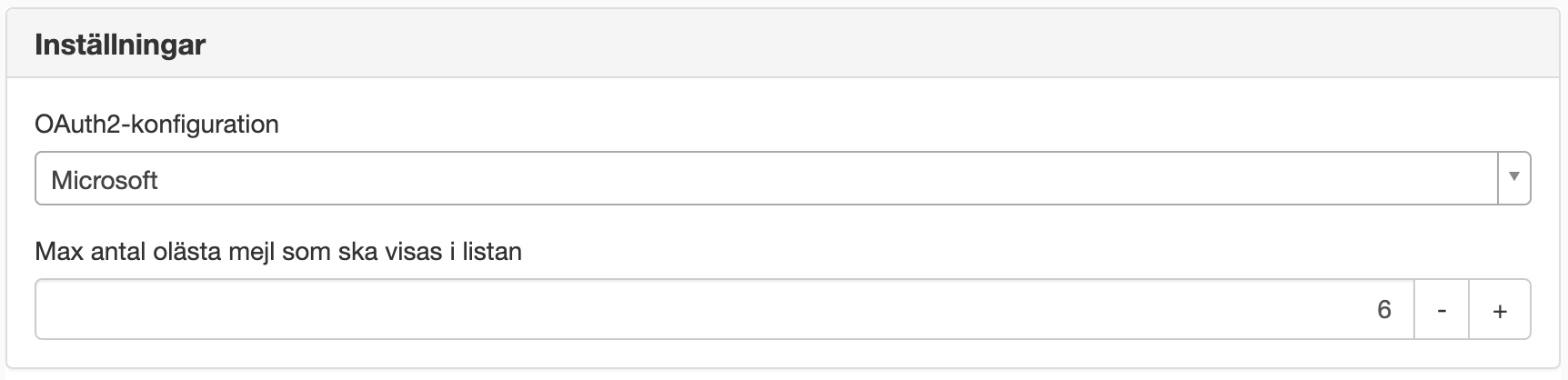 Inställningar Microsoft mail