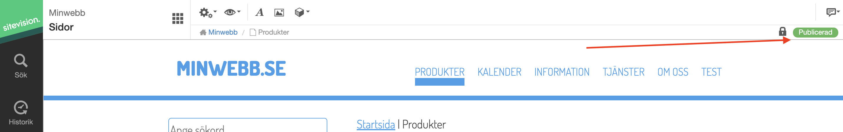 Status på sidan