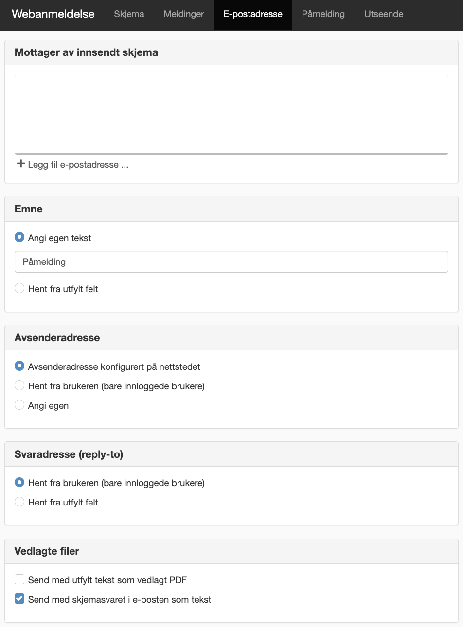 Fanen E-postadresse
