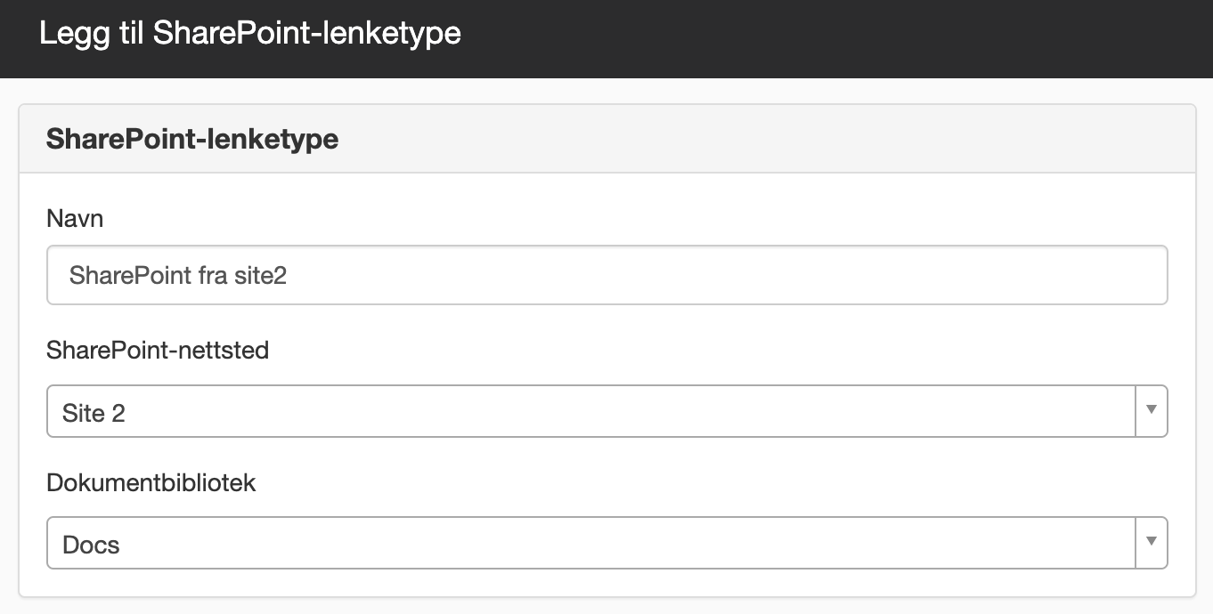 Legg til SharePoint-lenketype