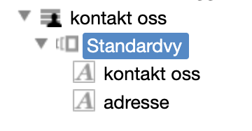 Layout med ikon samt stanardvyn