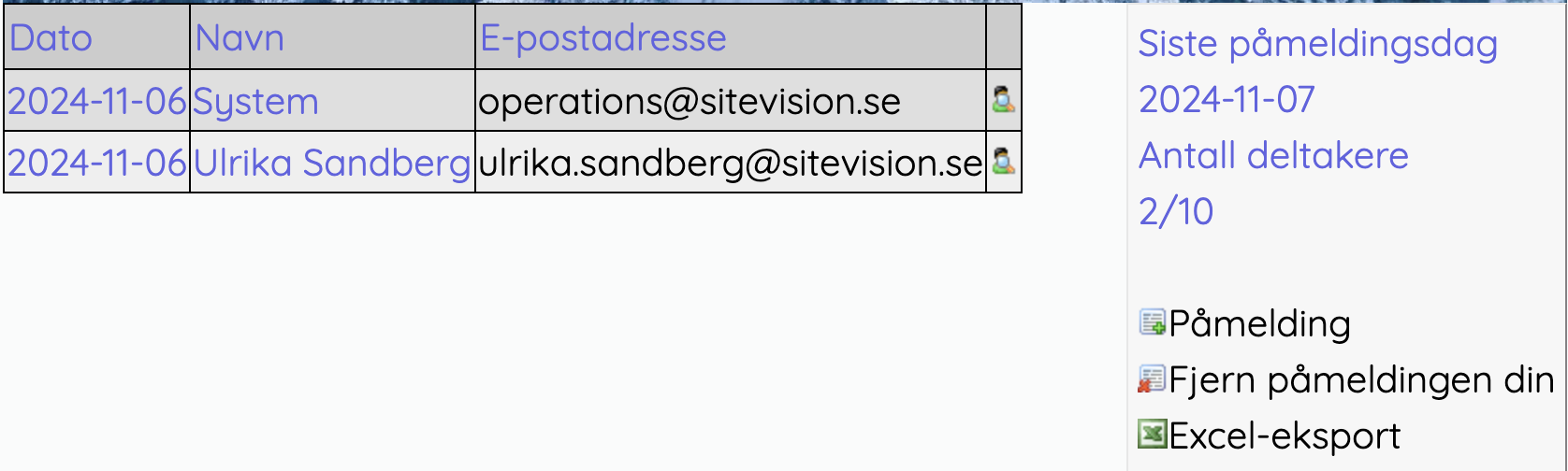 Skärmdump på adm av webbanmälan