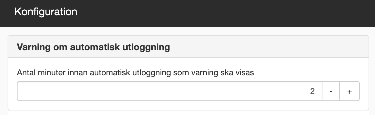 Konfiguration av varning om utloggning