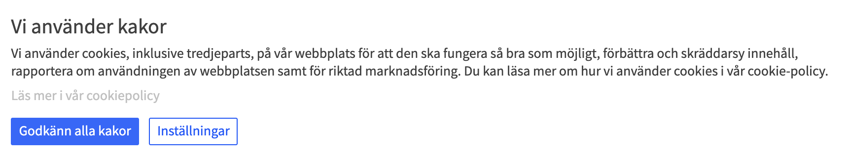 Cookie-banner som banner Envisionstandard