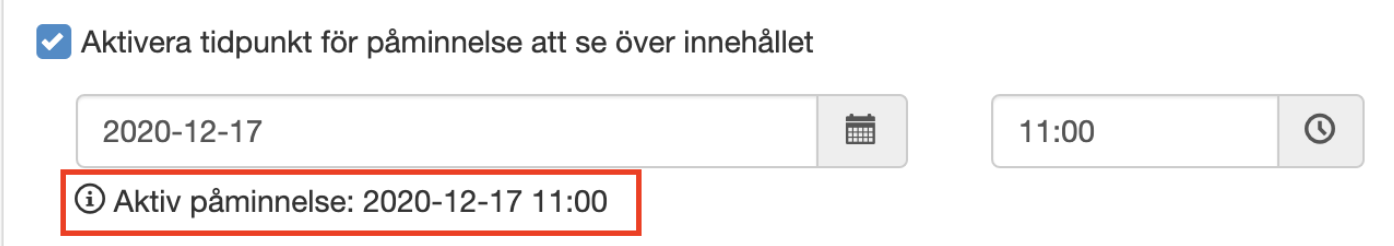 skärmdump tidsstyrning se över innehåll