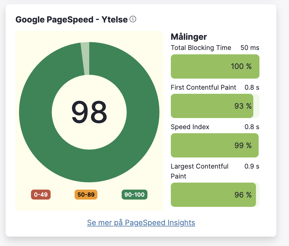 Exempel Google pagespeed