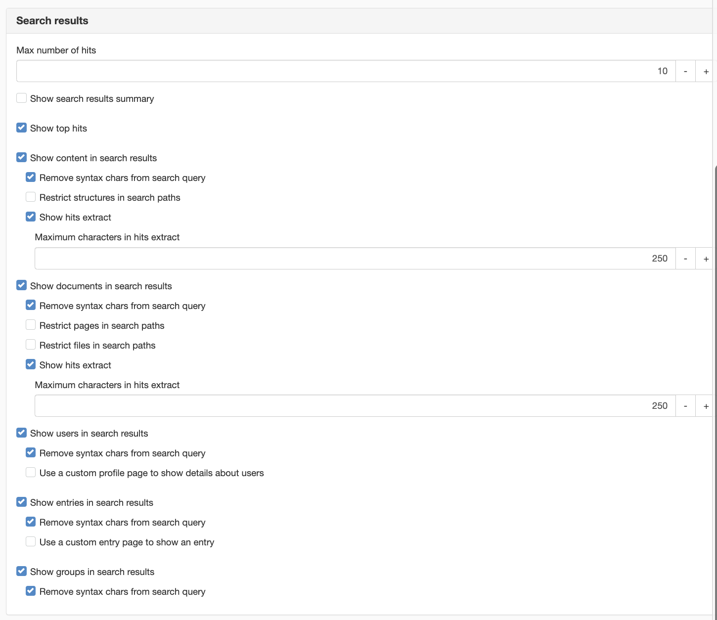 Search results