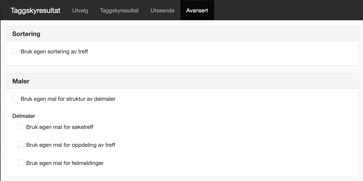 Avansert Taggskyresultat