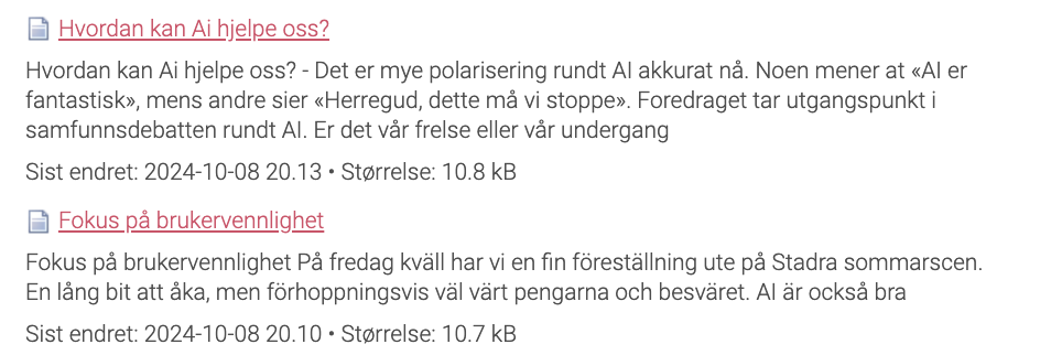 Taggskyresultat
