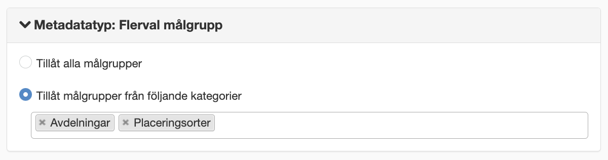 Inställningar för envalsmetadata