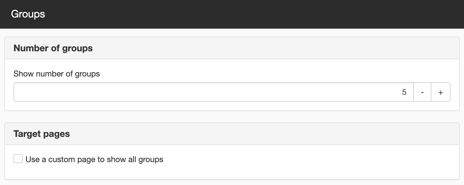 Settings for groups
