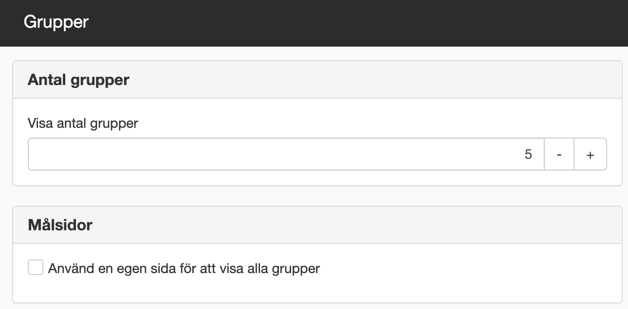 Inställningar grupper