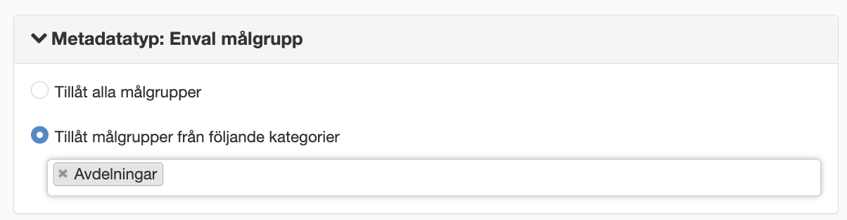 Inställningar för envalsmetadata