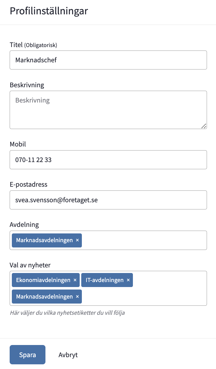 Profilinställningar