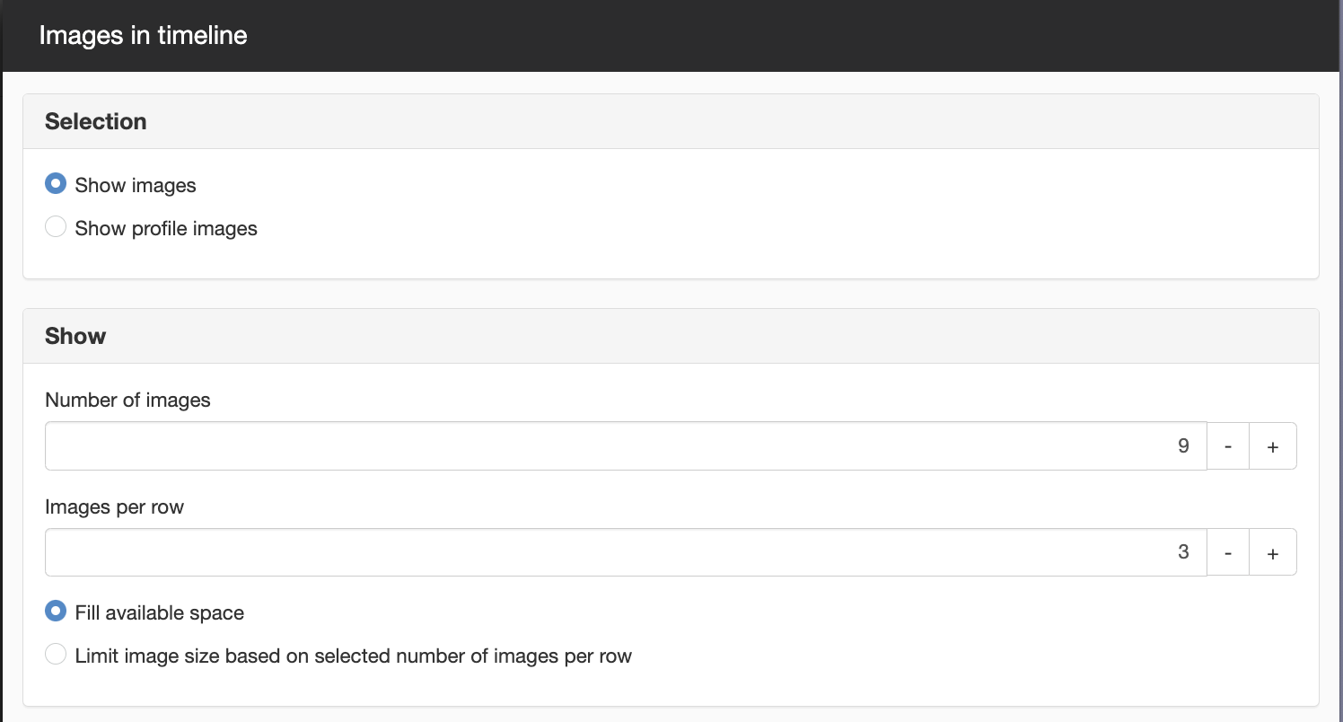 Settings images in timeline