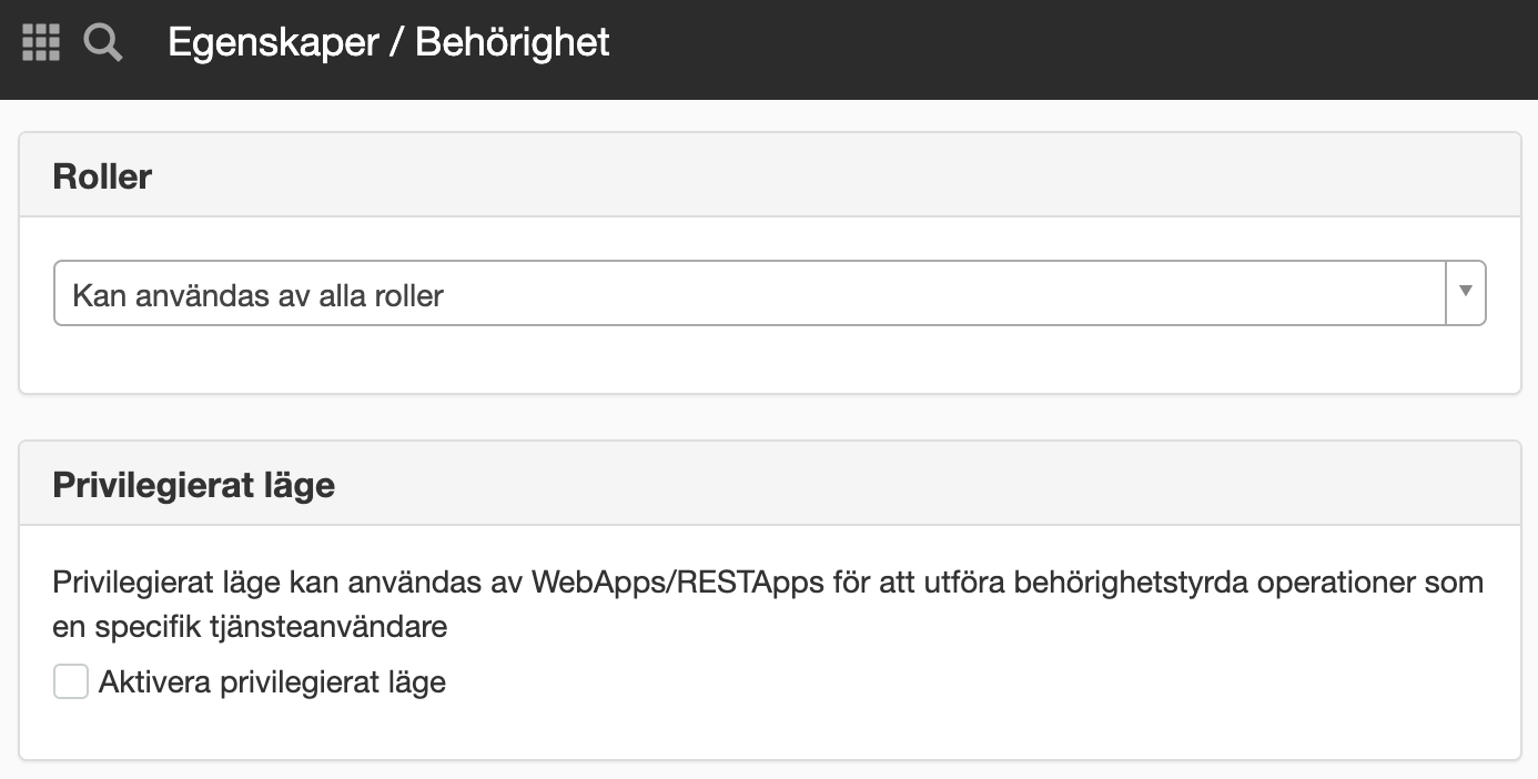 Behörighet för en WebApp