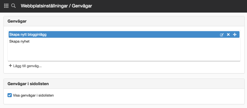 Skapa genväg
