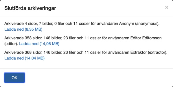 Slutförda arkiveringar