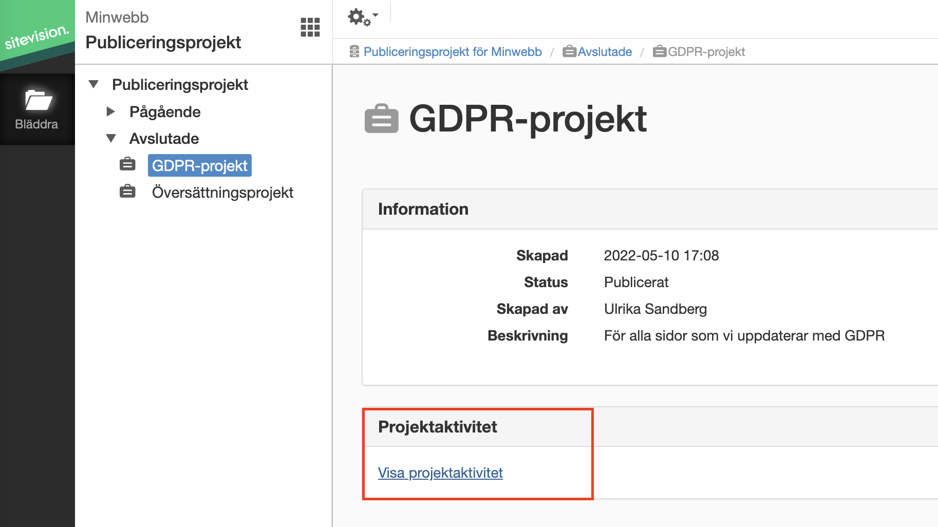 Avslutat projekt