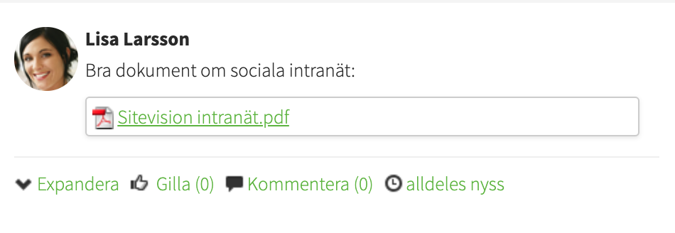 Aktivitesflöde på profilsida